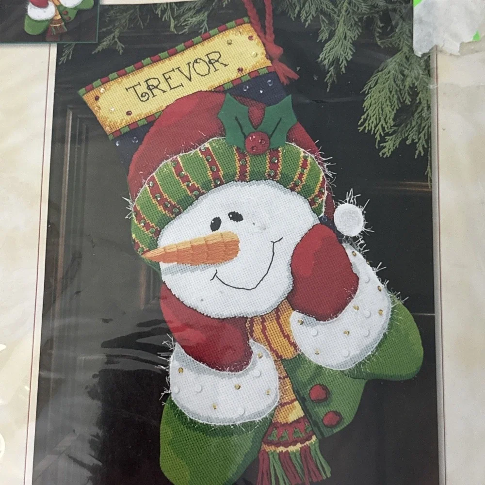 Dimensions Needlepoint Snowman Sparkle Stocking Craft Kit #9134 Approx 16